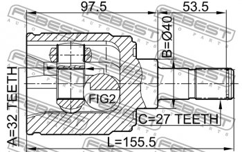 4 199 р. Правый шрус внутренний Febest (32X40X27) Honda Civic FK,FN хэтчбэк 5 дв. дорестайлинг (2005-2008)  с доставкой в г. Тамбов. Увеличить фотографию 4