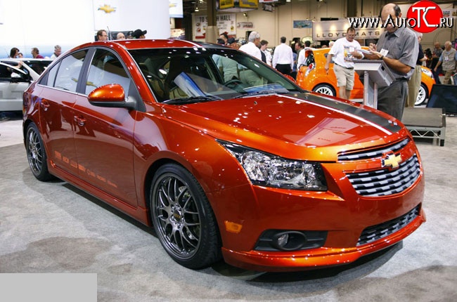 3 799 р. Накладка Z-Line на передний бампер Chevrolet Cruze J300 седан дорестайлинг (2009-2012) (Неокрашенная)  с доставкой в г. Тамбов