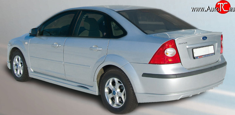 4 999 р. Накладка заднего бампера FT Ford Focus 2  седан дорестайлинг (2004-2008) (Неокрашенная)  с доставкой в г. Тамбов