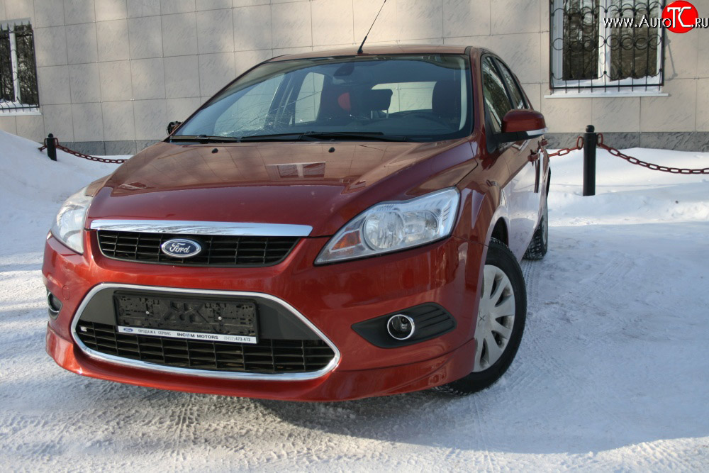 3 779 р. Накладка переднего бампера AutoTC Ford Focus 2 седан рестайлинг (2007-2011) (Неокрашенная)  с доставкой в г. Тамбов