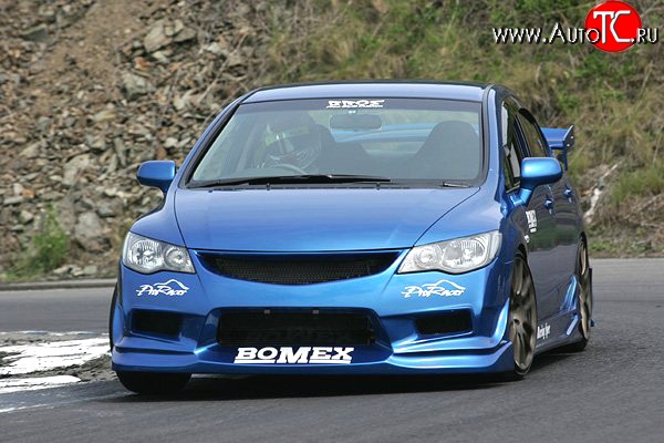 9 499 р. Передний бампер Bomex Style Honda Civic FD седан дорестайлинг (2005-2008) (Неокрашенный)  с доставкой в г. Тамбов