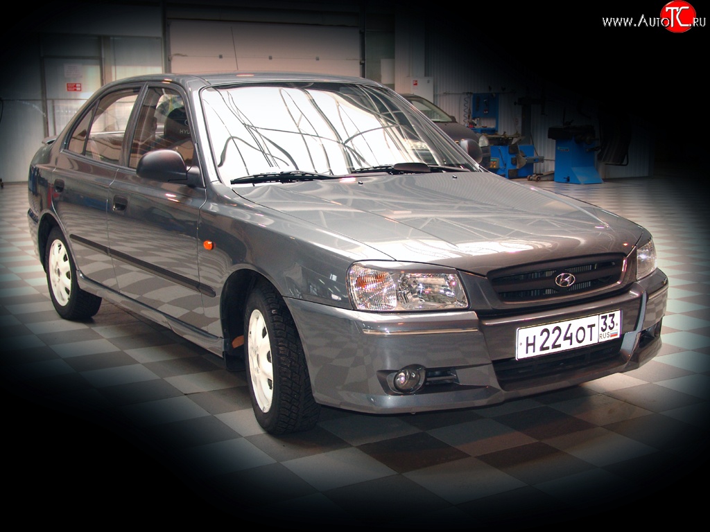 459 р. Реснички E-Sport Hyundai Accent седан ТагАЗ (2001-2012) (Неокрашенные)  с доставкой в г. Тамбов