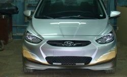 4 399 р. Накладка Sport на передний бампер Hyundai Solaris RBr хэтчбэк дорестайлинг (2010-2014) (Неокрашенная)  с доставкой в г. Тамбов. Увеличить фотографию 3