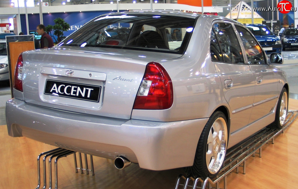 4 699 р. Задний бампер ATH-classic Hyundai Accent седан ТагАЗ (2001-2012) (Неокрашенный)  с доставкой в г. Тамбов