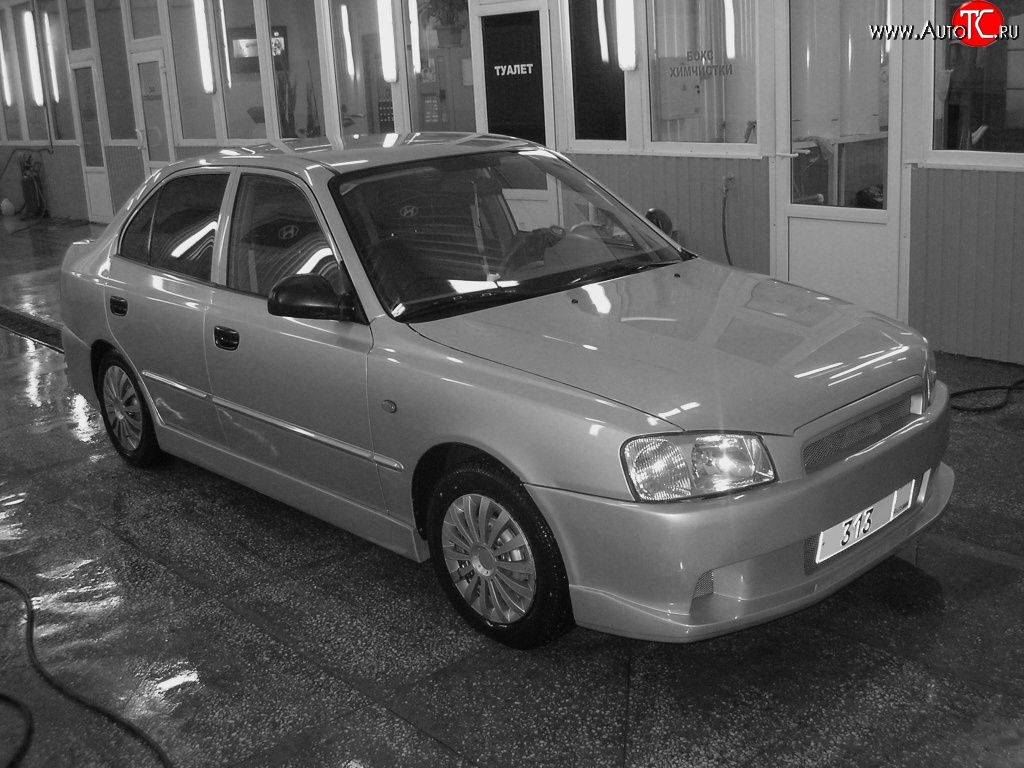 5 699 р. Передний бампер Classic Style Hyundai Accent седан ТагАЗ (2001-2012) (Неокрашенный)  с доставкой в г. Тамбов