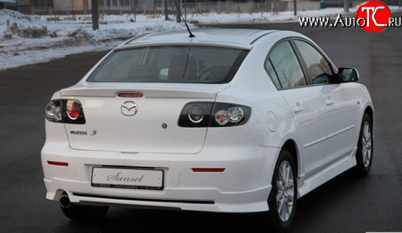 6 949 р. Накладка заднего бампера Sunset Mazda 3/Axela BK дорестайлинг седан (2003-2006) (Неокрашенная)  с доставкой в г. Тамбов