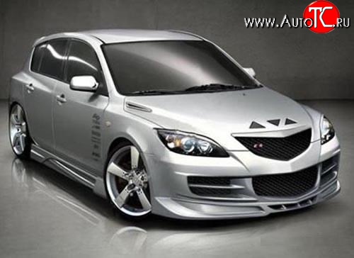 11 399 р. Передний бампер EXS  Mazda 3/Axela  BK (2003-2009) дорестайлинг, хэтчбэк, рестайлинг, хэтчбэк (Неокрашенный)  с доставкой в г. Тамбов