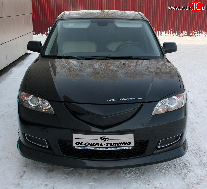 4 849 р. Накладка переднего бампера Global-Tuning Mazda 3/Axela BK дорестайлинг седан (2003-2006) (Неокрашенная)  с доставкой в г. Тамбов