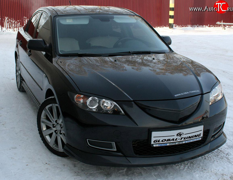 729 р. Реснички на фары Global-Tuning Mazda 3/Axela BK дорестайлинг седан (2003-2006) (Неокрашенные)  с доставкой в г. Тамбов