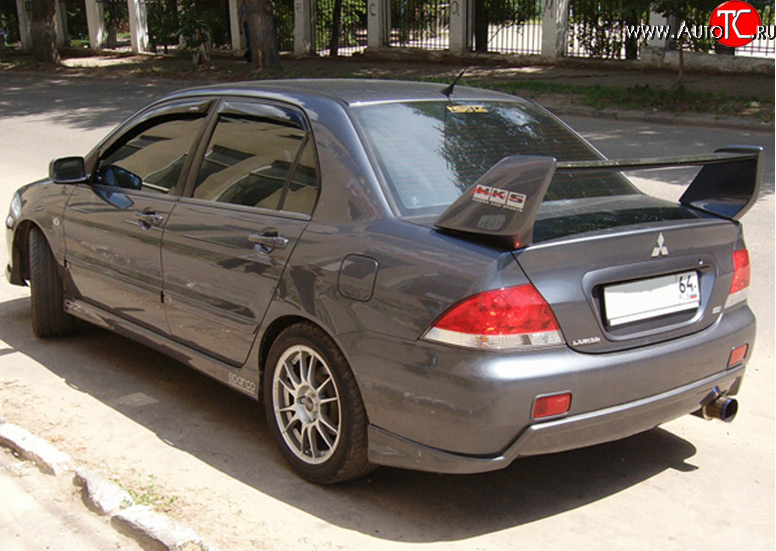 4 189 р. Накладка на задний бампер M-VRS Mitsubishi Lancer 9 2-ой рестайлинг седан (2005-2009) (Неокрашенная)  с доставкой в г. Тамбов