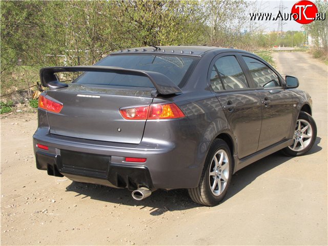 5 399 р. Накладка Evo на задний бампер Mitsubishi Lancer 10 седан дорестайлинг (2007-2010) (Неокрашенная)  с доставкой в г. Тамбов