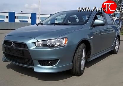 3 099 р. Клыки Evo на передний бампер автомобиля  Mitsubishi Lancer  10 (2007-2017) седан дорестайлинг, хэтчбэк дорестайлинг, седан рестайлинг, хэтчбек 5 дв рестайлинг (Неокрашенные)  с доставкой в г. Тамбов