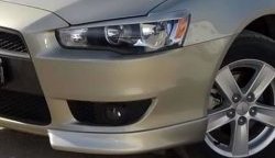 3 099 р. Клыки Evo на передний бампер автомобиля  Mitsubishi Lancer  10 (2007-2017) седан дорестайлинг, хэтчбэк дорестайлинг, седан рестайлинг, хэтчбек 5 дв рестайлинг (Неокрашенные)  с доставкой в г. Тамбов. Увеличить фотографию 2