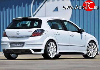 7 999 р. Накладка заднего бампера Rieger  Opel Astra  H (2004-2007) хэтчбек 5дв дорестайлинг (Неокрашенная)  с доставкой в г. Тамбов