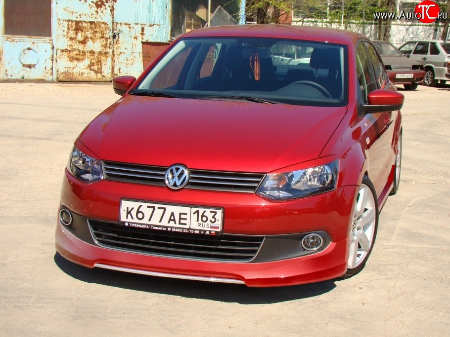 5 749 р. Накладка Racing на передний бампер Volkswagen Polo 5 седан дорестайлинг (2009-2015) (Неокрашенная)  с доставкой в г. Тамбов