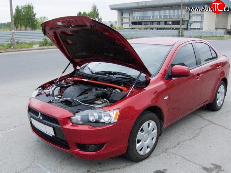 2 449 р. Упоры капота Sport Mitsubishi Lancer 10 седан дорестайлинг (2007-2010)  с доставкой в г. Тамбов