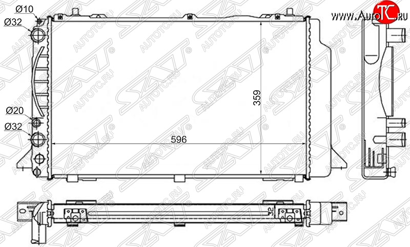 7 299 р. Радиатор двигателя SAT (пластинчатый) Audi 80 B3 седан (1986-1991)  с доставкой в г. Тамбов