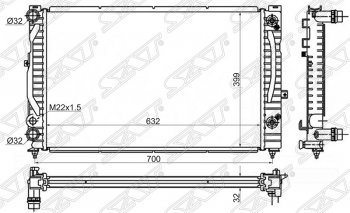 4 949 р. Радиатор двигателя SAT  Audi A4 (B5 8D2 седан,  B5 8D5 универсал), A6 (C5), Skoda Superb седан, Volkswagen Superb (седан)  с доставкой в г. Тамбов. Увеличить фотографию 1