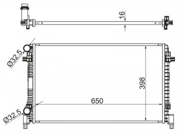 Радиатор двигателя SAT (трубчатый, МКПП / АКПП, 1,8 / 2,0) Audi A3 (8VS седан,  8VA хэтчбэк 5 дв.,  8V1), TT (8S), Seat Leon (5F хэтчбэк 5 дв.,  5F), Skoda Octavia (A7), Superb (B8 (3V),  B8 (3V5)), Volkswagen Golf (7), Passat (B8,  B8.5)