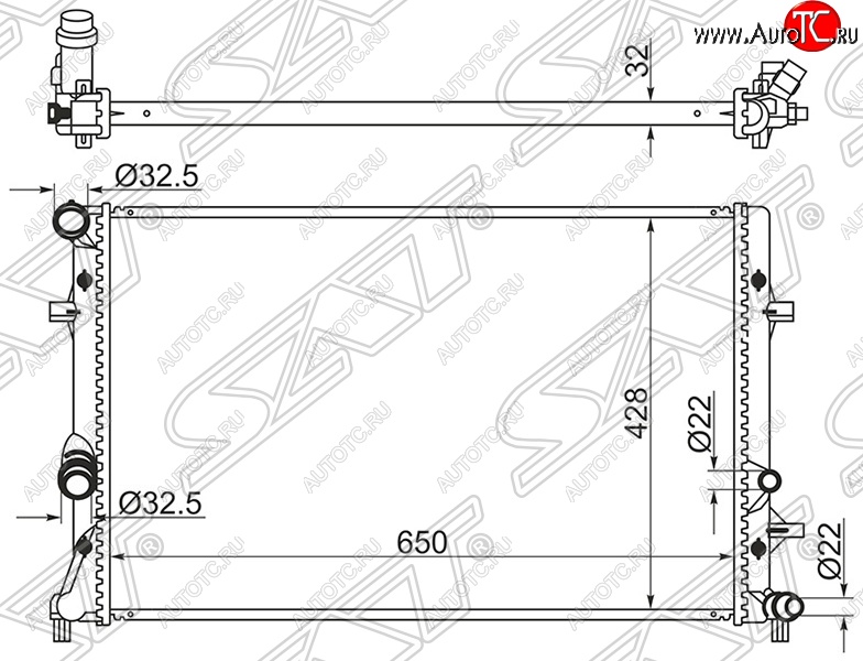 7 749 р. Радиатор двигателя SAT (пластинчатый) Audi A3 8PA хэтчбэк 5 дв. дорестайлинг (2003-2005)  с доставкой в г. Тамбов