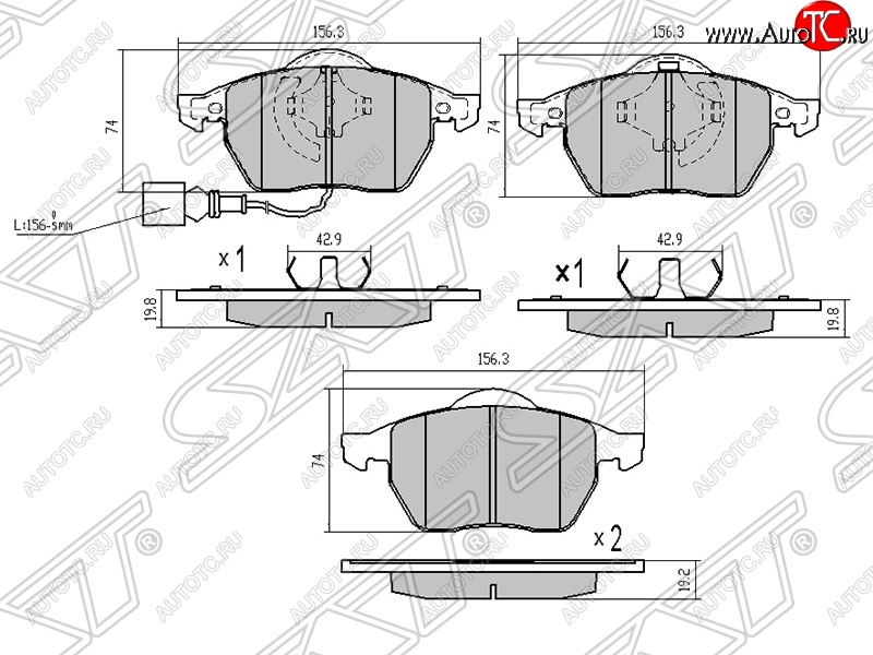 1 479 р. Передние тормозные колодки SAT Audi A3 8L1 хэтчбэк 3 дв. дорестайлинг (1996-2000)  с доставкой в г. Тамбов