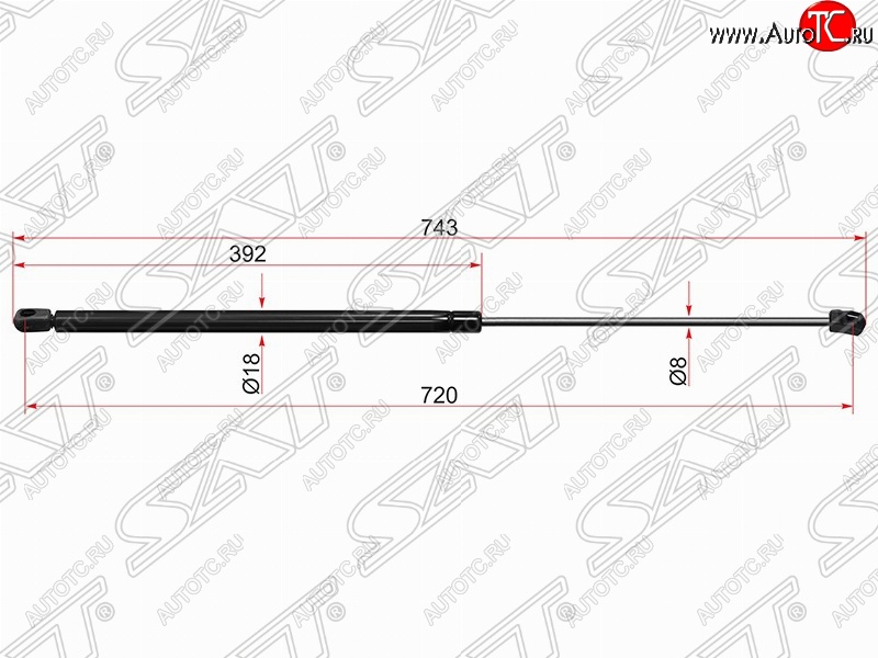 729 р. Упор капота SAT (газовый)  Audi A6  C6 (2004-2008) дорестайлинг, седан, дорестайлинг, универсал  с доставкой в г. Тамбов