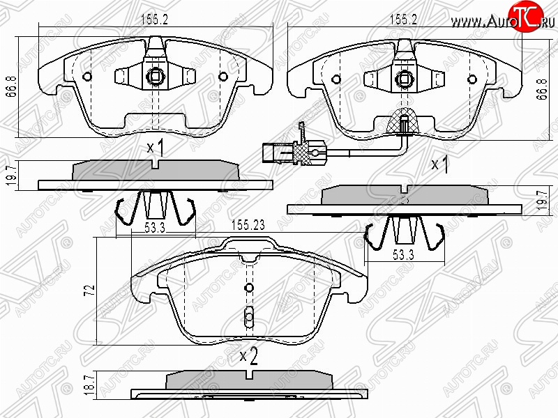 1 649 р. Колодки тормозные передние SAT Audi A6 C6 дорестайлинг, седан (2004-2008)  с доставкой в г. Тамбов