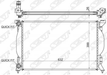 Радиатор двигателя SAT (пластинчатый, МКПП, A4(S4) - 1.6, 1.8T, 1.9TD, 2.0, 2.0T, 2.0TD / A6(S6) - 2.0 / SEAT EXEO - 1.6, 1.8T) Audi A4 B6 седан (2000-2006)