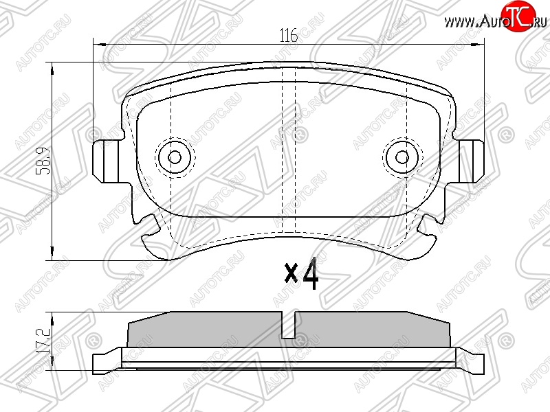 1 199 р. Колодки тормозные SAT (задние)  Audi A4 (B6), A6 (C6), A8 (D3,  D4), Volkswagen Caravelle (T5), Transporter (T5)  с доставкой в г. Тамбов