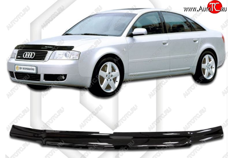 1 829 р. Дефлектор капота CA-Plastiс  Audi A6  C5 (1997-2004) дорестайлинг, седан, рестайлинг, седан (Classic черный, Без надписи)  с доставкой в г. Тамбов