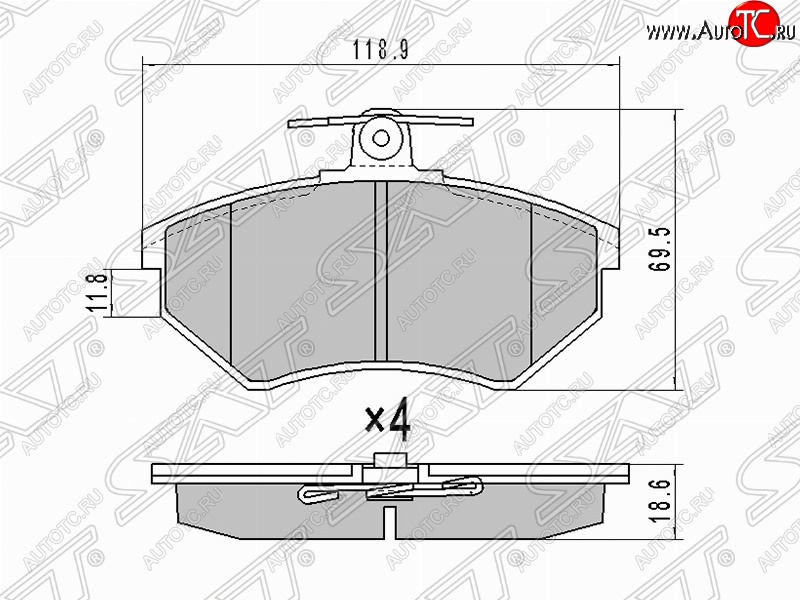 1 169 р. Колодки тормозные (передние) SAT  Audi A6  C5 (1997-2001) дорестайлинг, седан  с доставкой в г. Тамбов