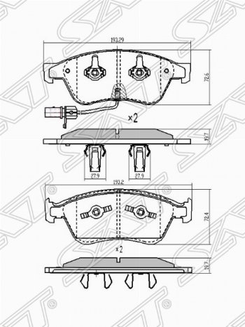 1 899 р. Колодки тормозные SAT Audi A6 C6 дорестайлинг, седан (2004-2008)  с доставкой в г. Тамбов. Увеличить фотографию 1