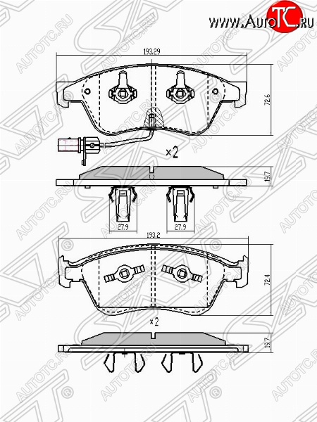 1 899 р. Колодки тормозные SAT  Audi A6  C6 (2004-2008) дорестайлинг, седан, дорестайлинг, универсал  с доставкой в г. Тамбов