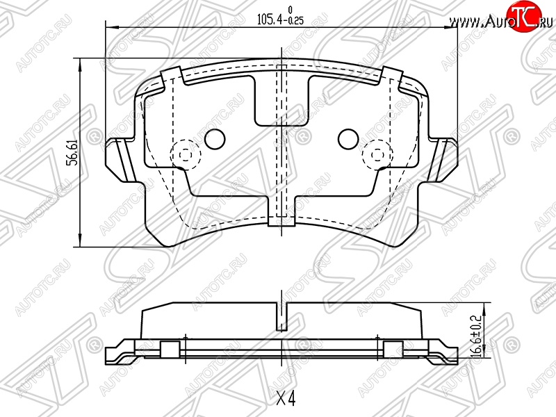 1 199 р. Колодки тормозные SAT (задние)  Audi A6  C6 (2004-2008), Volkswagen Passat ( B6,  B7) (2005-2015), Volkswagen Passat CC  дорестайлинг (2008-2012), Volkswagen Tiguan  NF (2006-2017)  с доставкой в г. Тамбов