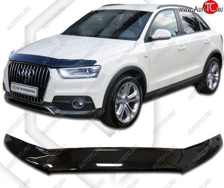 2 069 р. Дефлектор капота CA-Plastic  Audi Q3  8U (2011-2018) дорестайлинг, рестайлинг (Classic черный, Без надписи)  с доставкой в г. Тамбов