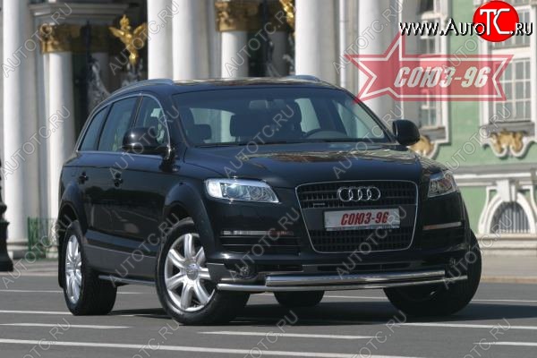 30 509 р. Защита переднего бампера двойная Souz-96 (d42/60) Audi Q7 4L дорестайлинг (2005-2009)  с доставкой в г. Тамбов