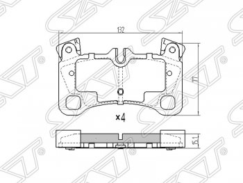 Колодки тормозные SAT (задние) Audi (Ауди) Q7 (Ку7)  4L (2005-2009), Porsche (Порш) Cayenne (Кайен) ( 955,  957) (2002-2010), Volkswagen (Волксваген) Touareg (Туарек)  GP (2002-2010)