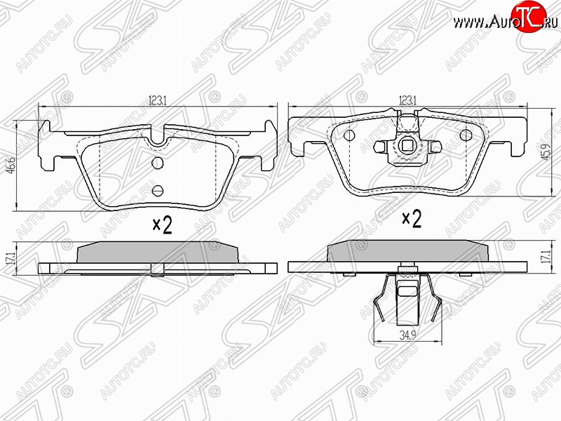 1 069 р. Колодки тормозные SAT (задние, Китай)  BMW 1 серия (F21,  F20), 2 серия (F22), 3 серия (F34,  F30,  F31), X3 (F25)  с доставкой в г. Тамбов