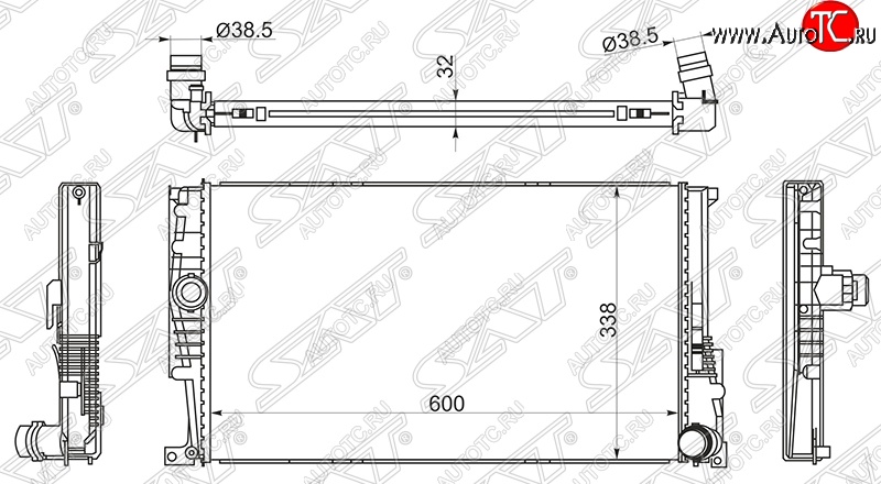 5 999 р. Радиатор двигателя SAT (пластинчатый, 600х338х32 мм)  BMW 1 серия ( F21,  F20) - 4 серия  F32  с доставкой в г. Тамбов