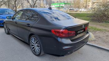 5 999 р. Накладки M-Perfomance под задний бампер (мини-лезвия) Inmax BMW 5 серия G30 дорестайлинг, седан (2016-2020) (цвет: черный глянец)  с доставкой в г. Тамбов. Увеличить фотографию 11