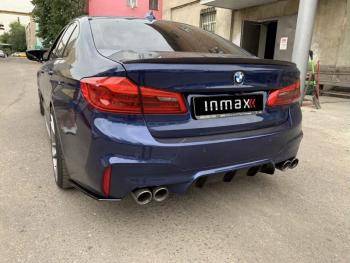 5 999 р. Накладки M-Perfomance под задний бампер (мини-лезвия) Inmax BMW 5 серия G30 дорестайлинг, седан (2016-2020) (цвет: черный глянец)  с доставкой в г. Тамбов. Увеличить фотографию 4