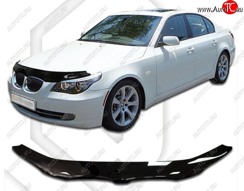 1 899 р. Дефлектор капота CA-Plastic  BMW 5 серия ( E60,  E61) (2003-2010) седан дорестайлинг, универсал дорестайлинг, седан рестайлинг, универсал рестайлинг (Classic черный, Без надписи)  с доставкой в г. Тамбов