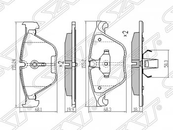 1 089 р. Колодки тормозные SAT (передние)  BMW 5 серия ( F11,  F10) - 7 серия  F01-F04  с доставкой в г. Тамбов. Увеличить фотографию 1