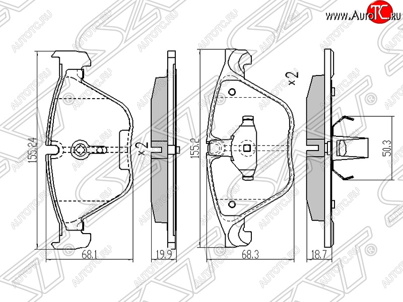 1 089 р. Колодки тормозные SAT (передние)  BMW 5 серия ( F11,  F10) - 7 серия  F01-F04  с доставкой в г. Тамбов