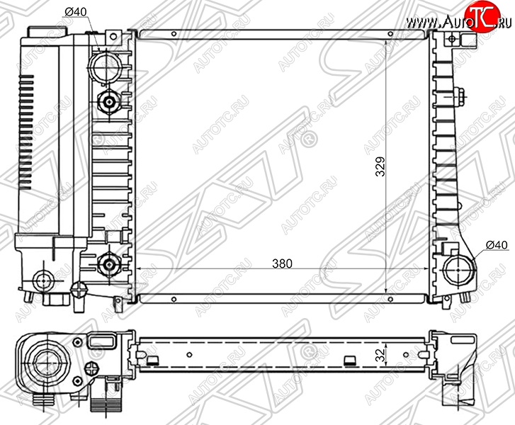 8 199 р. Радиатор двигателя SAT (пластинчатый, 1.6/1.8)  BMW 3 серия  E30 (1982-1991) седан  с доставкой в г. Тамбов