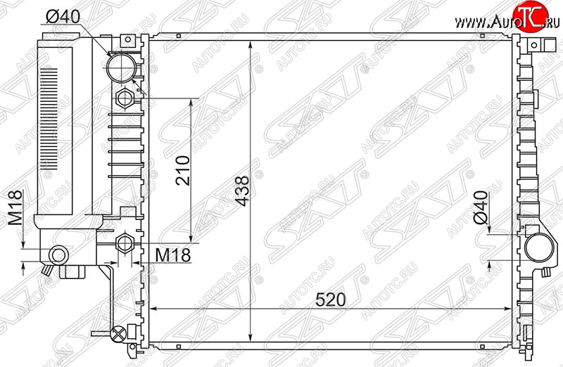 9 499 р. Радиатор двигателя SAT (пластинчатый, 1.8/2.0/2.5)  BMW 5 серия  E34 (1988-1994) седан дорестайлинг  с доставкой в г. Тамбов
