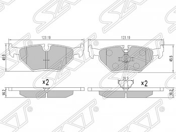 Колодки тормозные SAT (задние) BMW (БМВ) 3 серия ( E36,  E46) (1990-2005) E36, E46 седан, седан дорестайлинг, седан рестайлинг