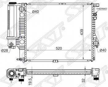 7 799 р. Радиатор двигателя SAT (пластинчатый, 2.0 / 2.3 / 2.8)  BMW 5 серия  E39 (1995-2003) седан дорестайлинг, седан рестайлинг  с доставкой в г. Тамбов. Увеличить фотографию 1