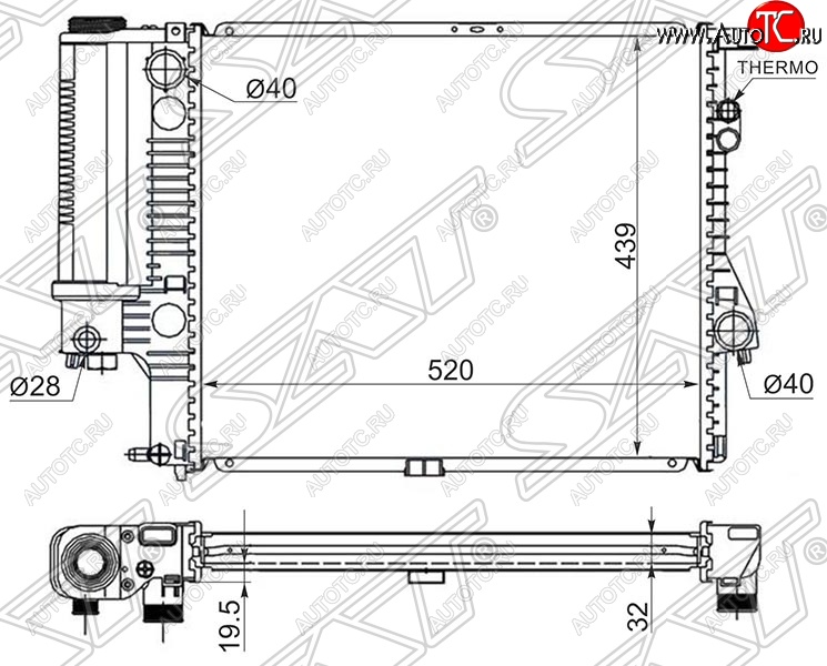 7 799 р. Радиатор двигателя SAT (пластинчатый, 2.0 / 2.3 / 2.8)  BMW 5 серия  E39 (1995-2003) седан дорестайлинг, седан рестайлинг  с доставкой в г. Тамбов