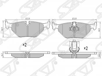 899 р. Колодки тормозные SAT (задние)  BMW 5 серия  E39 (2000-2003) седан рестайлинг  с доставкой в г. Тамбов. Увеличить фотографию 1